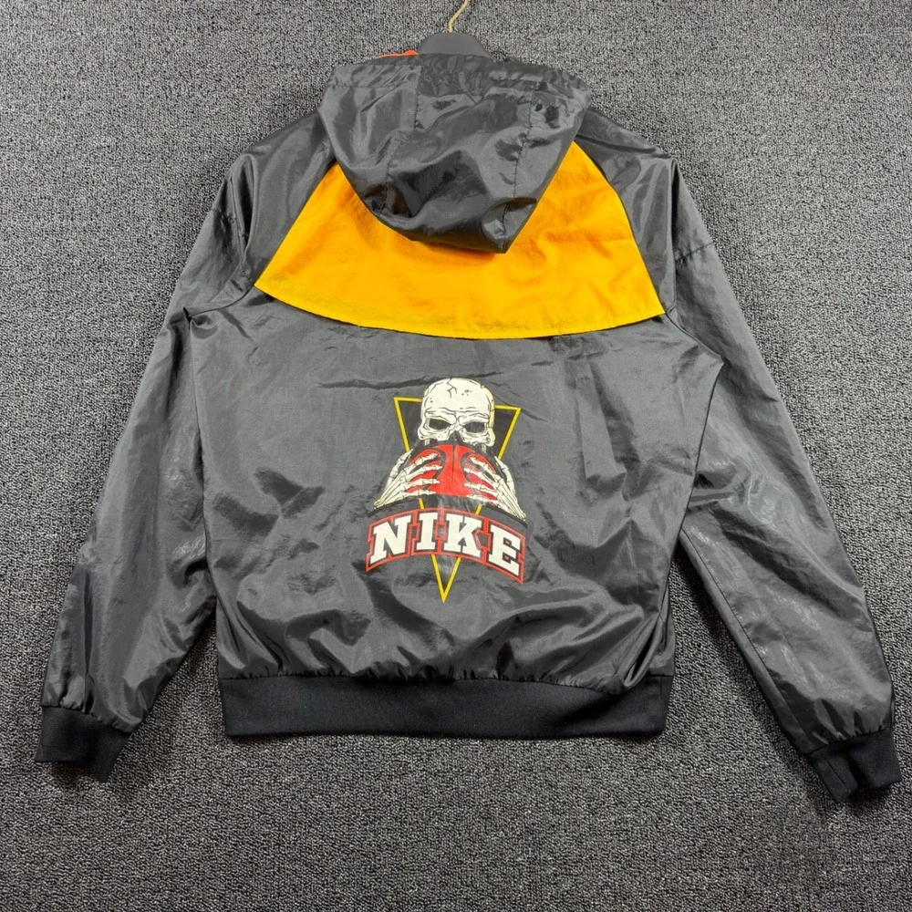 Nike Basketball Hoodie Windbreaker Black Yellow Colorblock Skull Basketball Sz M